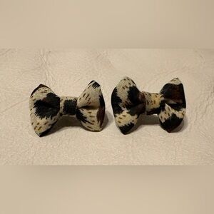 Leopard Print Fabric Bow Stud Earrings